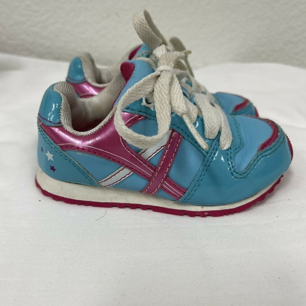 Toddler Shoes by Circo Sz 7 Pink Blue Lace Up Stars Girls Infant